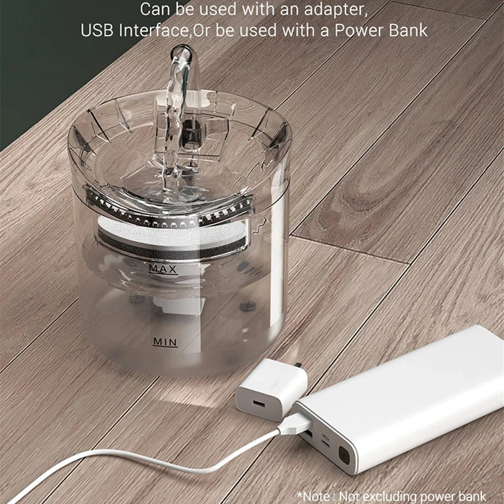 Pet water fountain with automatic filter and sensor, smart dispenser and USB