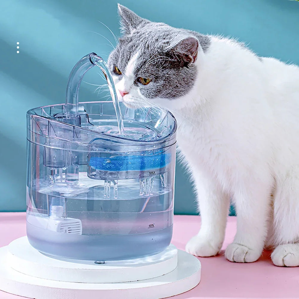 Pet water fountain with automatic filter and sensor, smart dispenser and USB