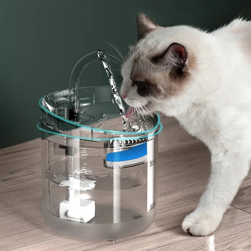 Pet water fountain with automatic filter and sensor, smart dispenser and USB